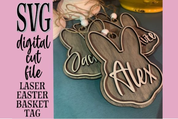 Bunny Easter Basket Tag SVG Laser for Ornaments