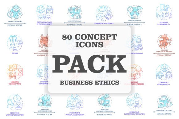 Business Ethics Svg Concept Icons Set for Graphics and Icons