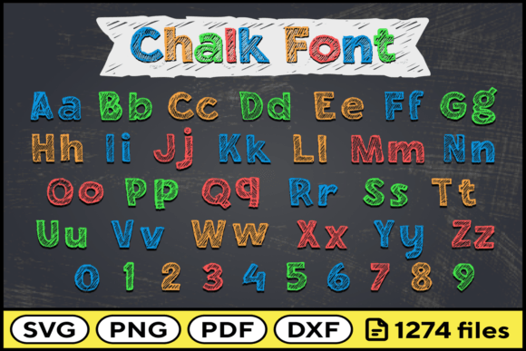 Chalk Font Svg Png Pdf Dxf Alphabet for Graphics and Crafts