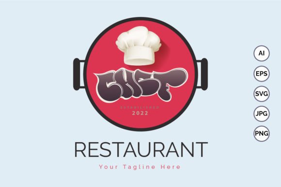 Chef Hat Restaurant Logo Template Design for Graphics and Logos