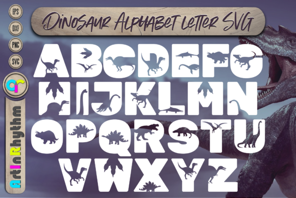 Dinosaurs Alphabet Letter, Dino Font Svg for Crafts and Graphics