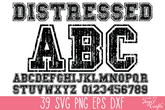 Distressed Varsity SVG Font Pack for Graphics and Crafts
