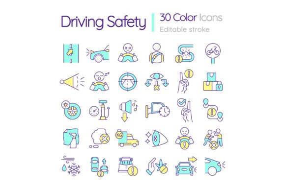 Driving Safety Svg Color Icons Set Review