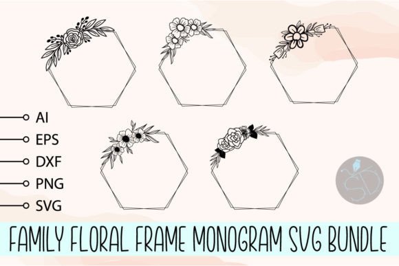 Family Floral Frame Monogram SVG Bundle: Graphics for Crafts and Content