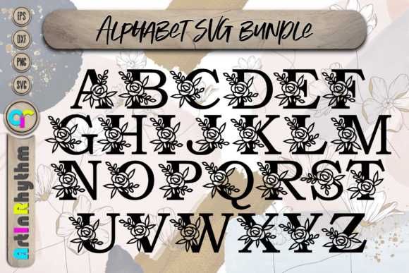Floral Alphabet Letter Svg Bundle for Graphics & Crafts
