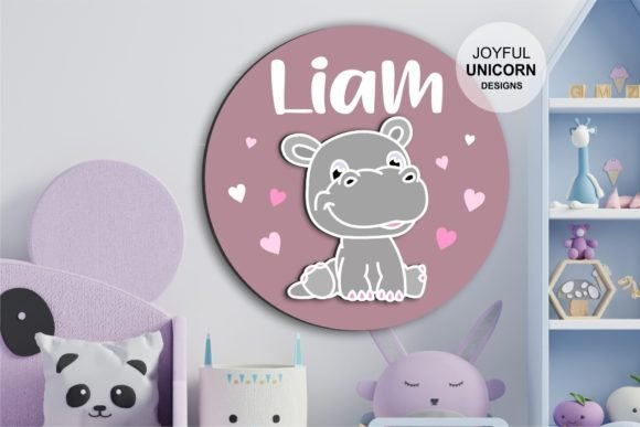 Hippo Nursery Sign SVG Cut File for Laser Cutting and Signs