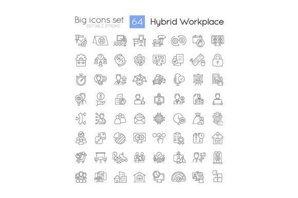 Hybrid Workplace Svg Linear Icons Set for Graphics and Icons