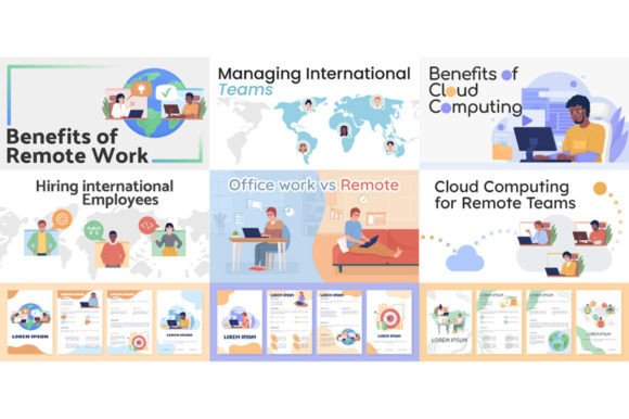 Remote Work Flat Vector Banner, Brochure