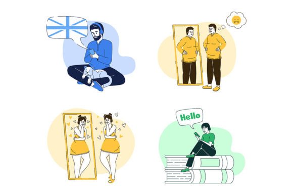 Self Love and Learning Illustrations for Modern Graphics