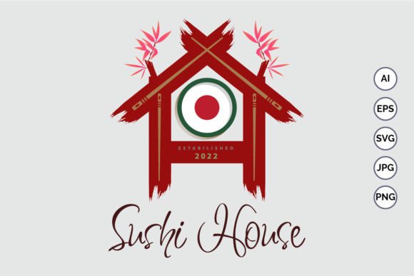 Sushi House Japanese Restaurant Logo: A Graphic Design Asset for Logos