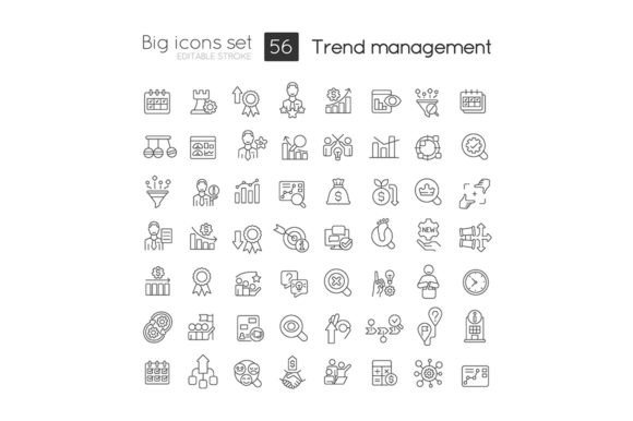 Trend Management Svg Linear Icons Set for Graphics and Icons