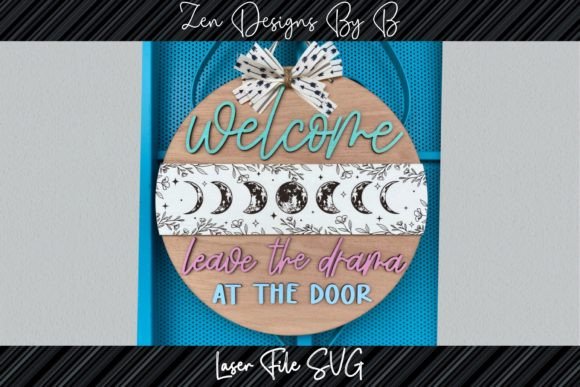 Welcome Door Round Laser SVG for Signs and Cutting